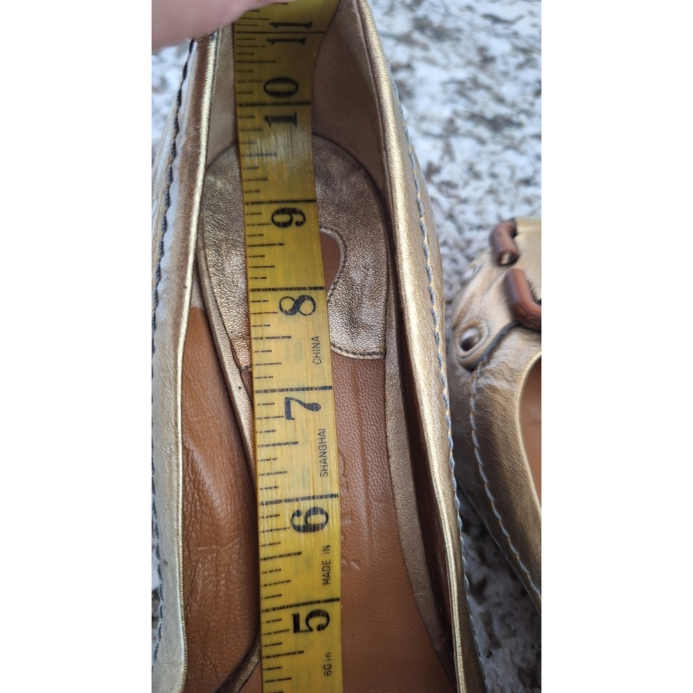 Chloe Metallic Gold Leather Wedge Pumps Wood Buckle Detail Made in Italy 38.5 - Picture 12 of 12